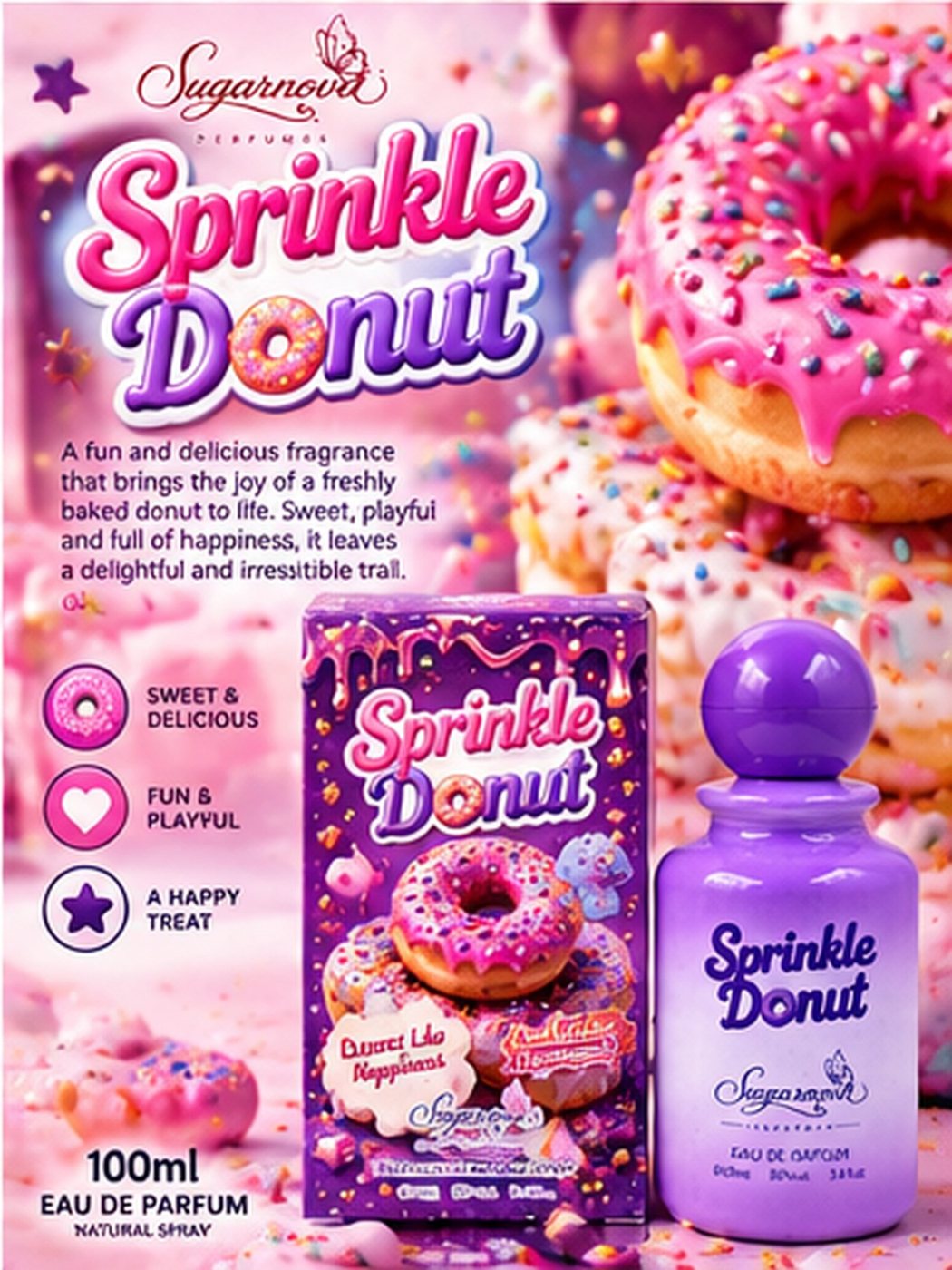 Sprinkle Donut gourmand perfume - Sugarnova Dessert Collection